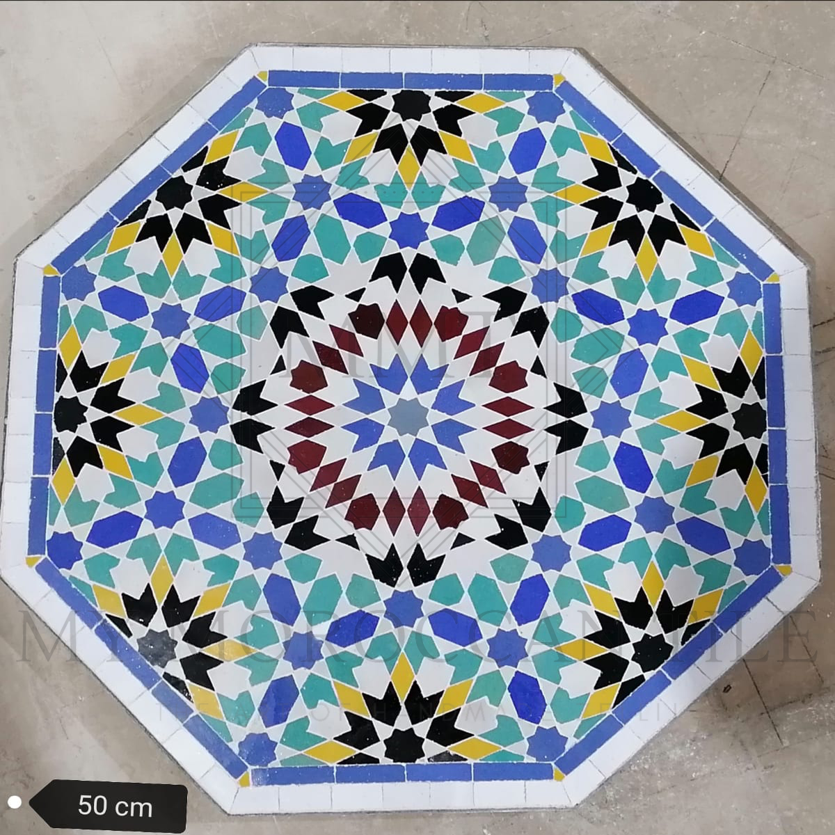 Table en mosaïque marocaine faite à la main 2116-06