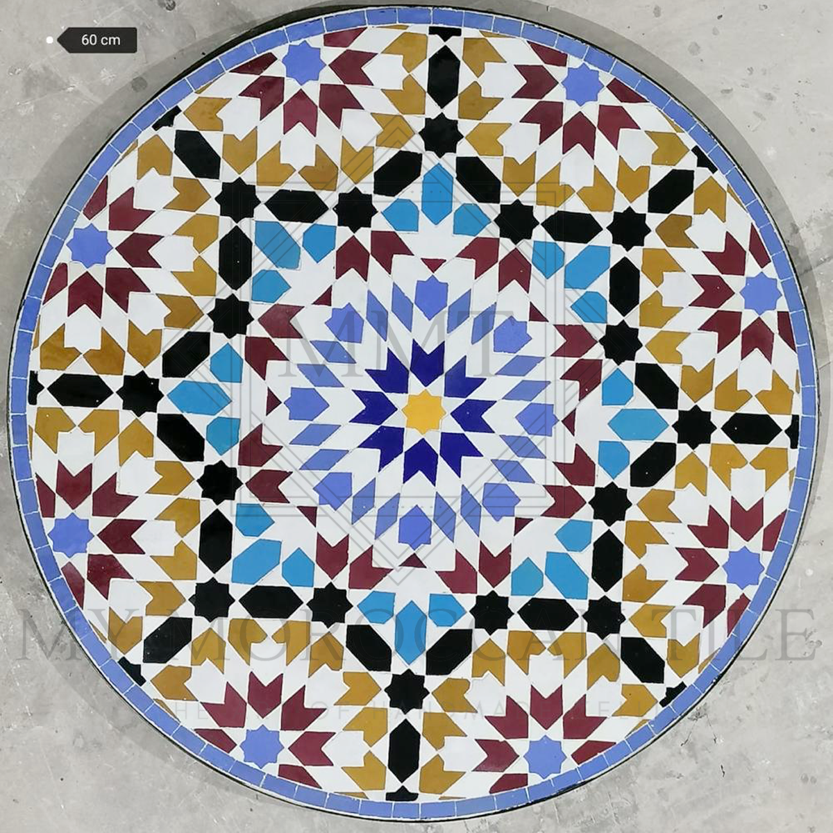 Table en mosaïque marocaine faite à la main 2116-03